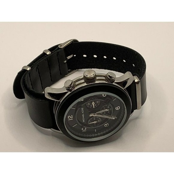 Michael Kors MK8107 Unisex Black Leather Analog Bl main image 5